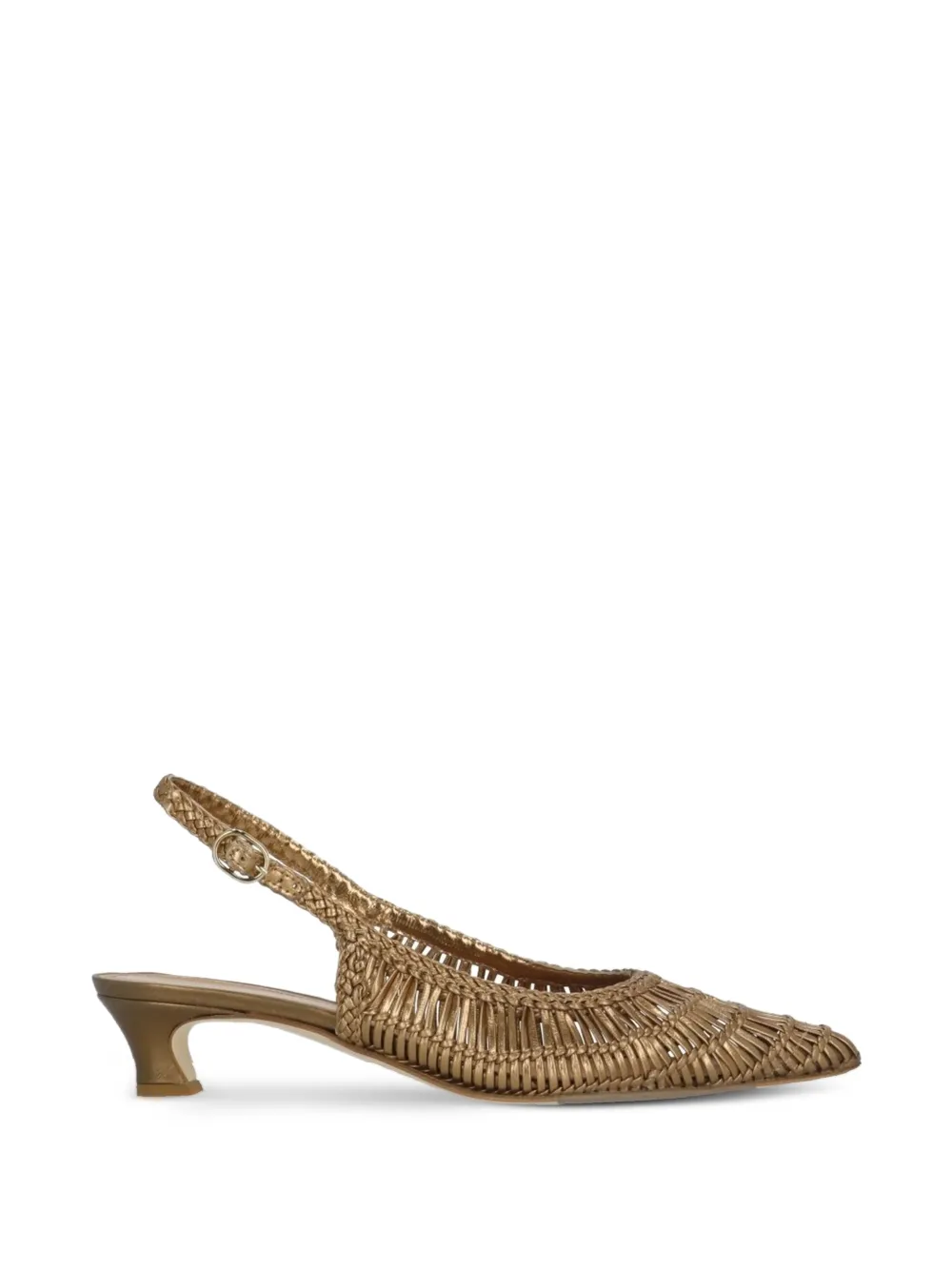 Julie Dee woven metallic slingback pumps - Oro