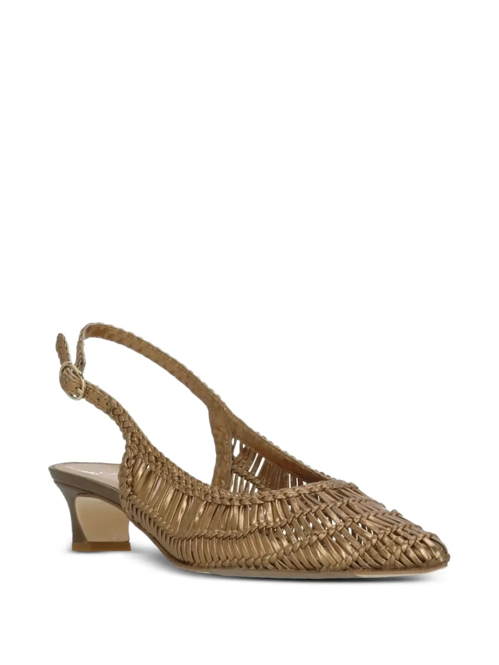 Julie Dee woven metallic slingback pumps Goud