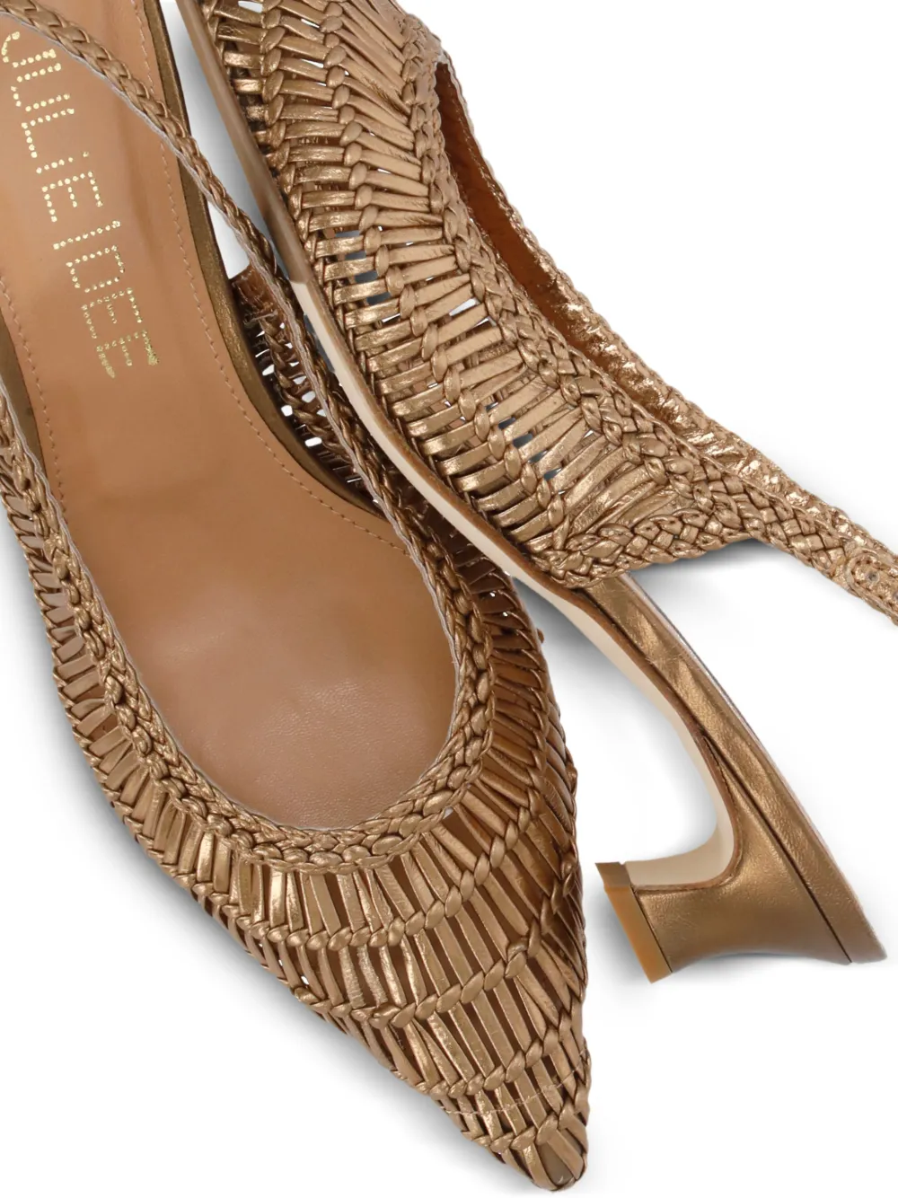 Julie Dee woven metallic slingback pumps Goud