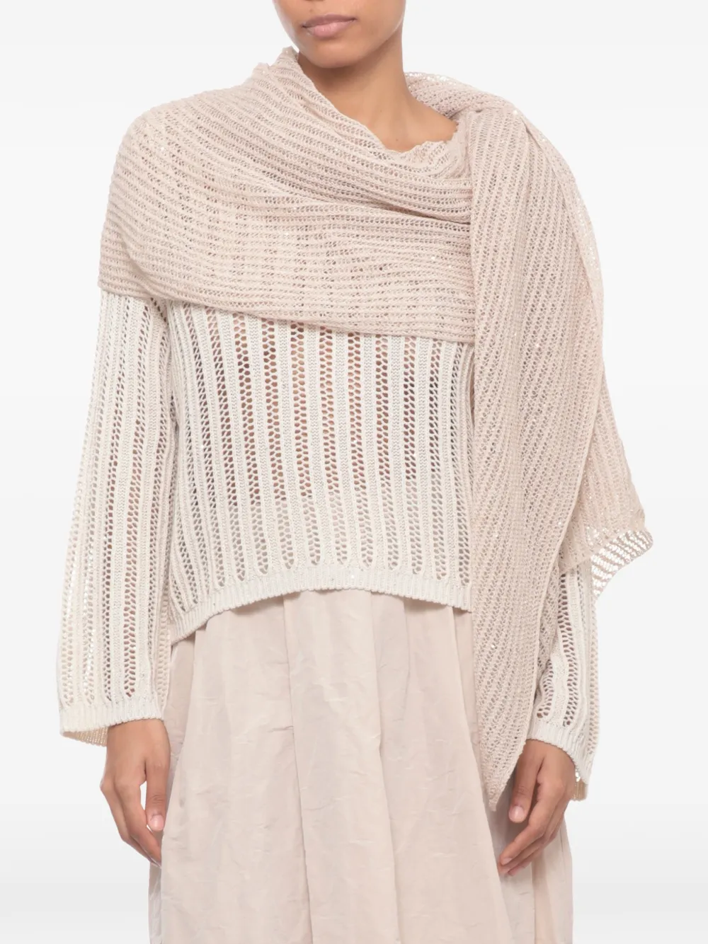 Antonelli sequin-embellished open-knit sweater - Toni neutri