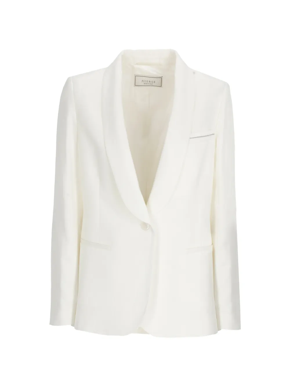 Peserico shawl-lapel bead-embellished jacket - Bianco