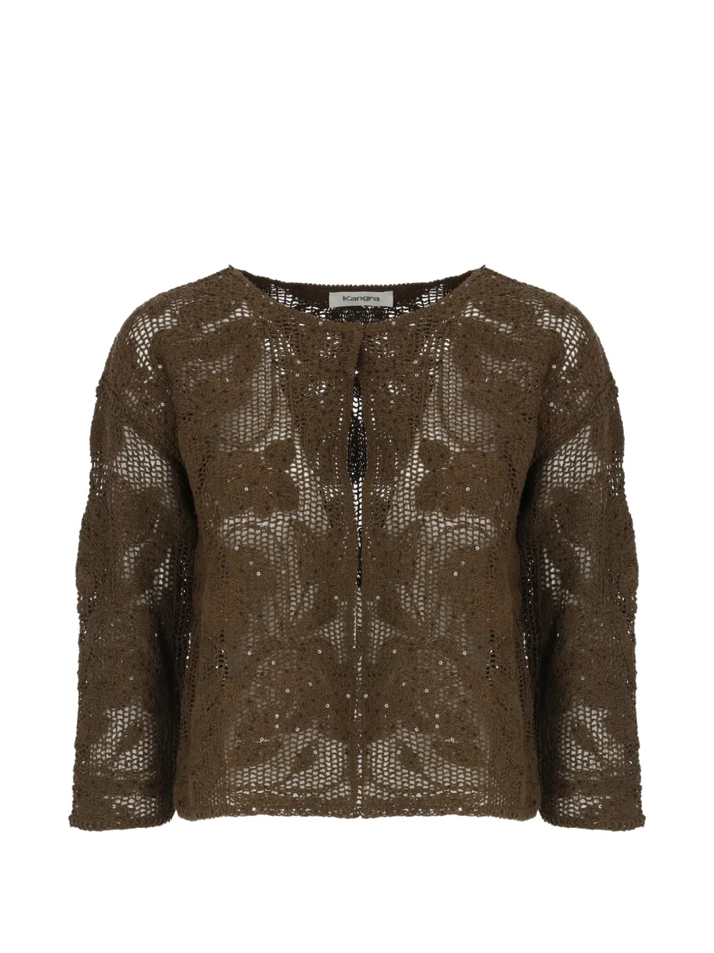 Kangra sequin-embellished embroidered cardigan - Marrone