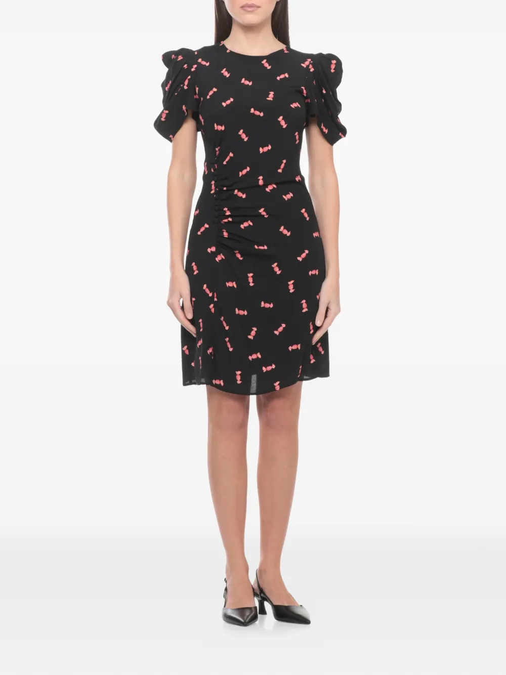 MAR DE MARGARITAS Karin ruched candy-print mini dress - Nero