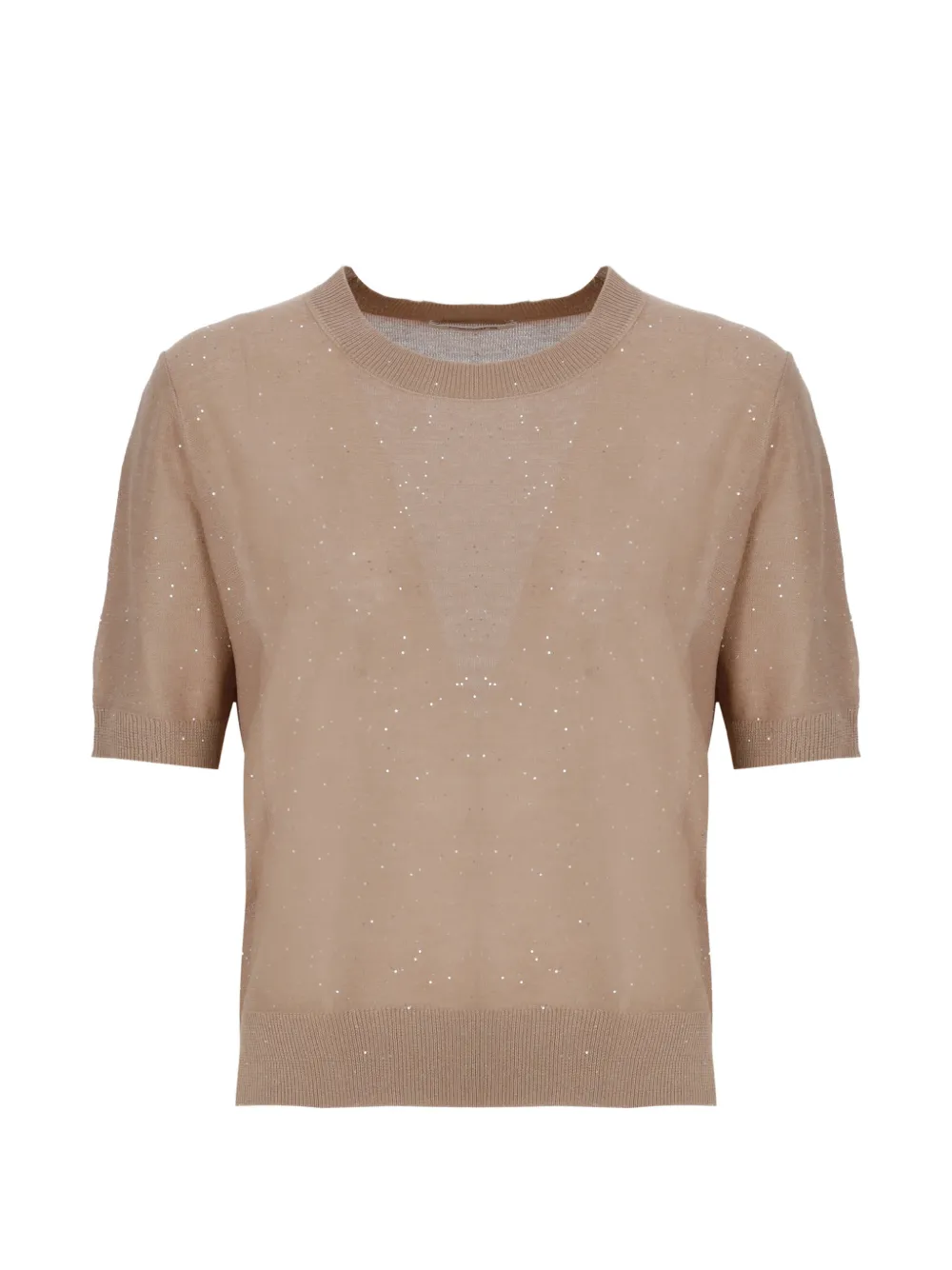 Kangra sequin-embellished short-sleeve sweater - Toni neutri