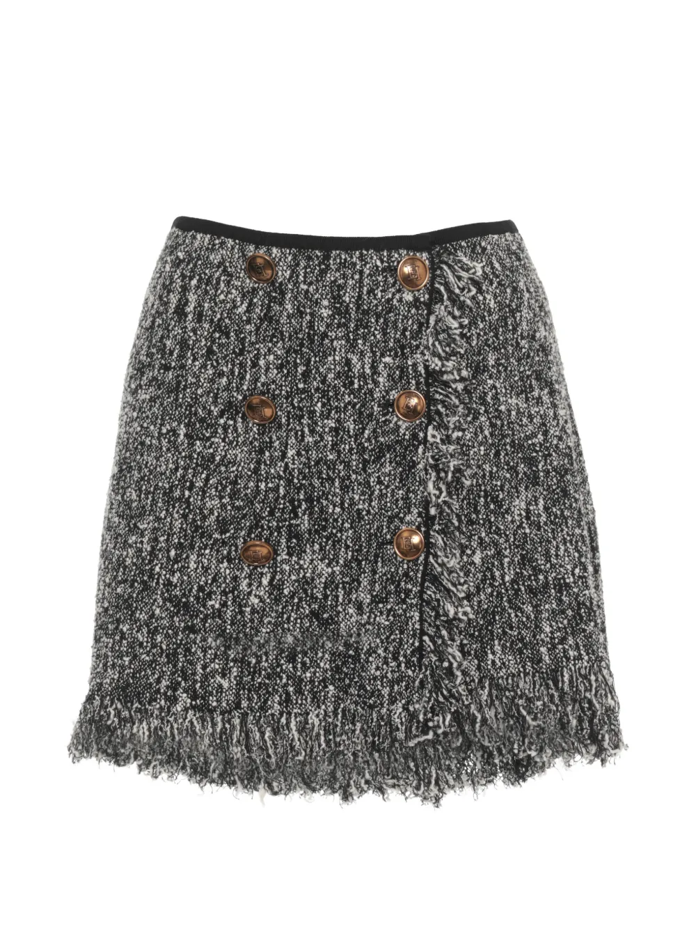 Elisabetta Franchi double-breasted frayed mini skirt - Nero