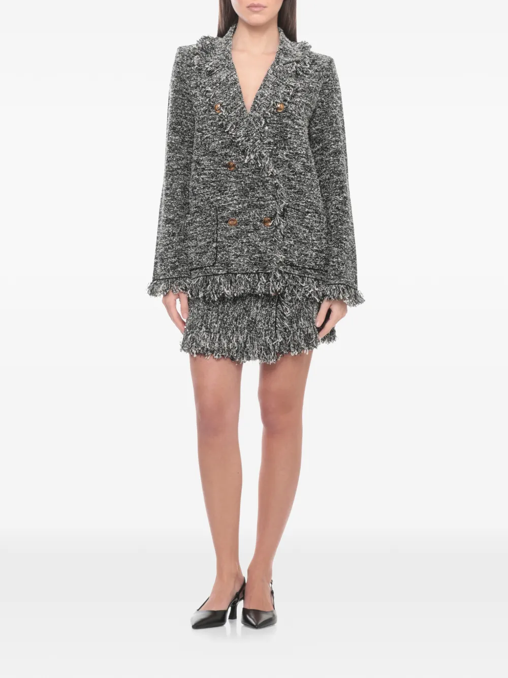 Elisabetta Franchi Mini-rok met dubbele rij knopen Zwart