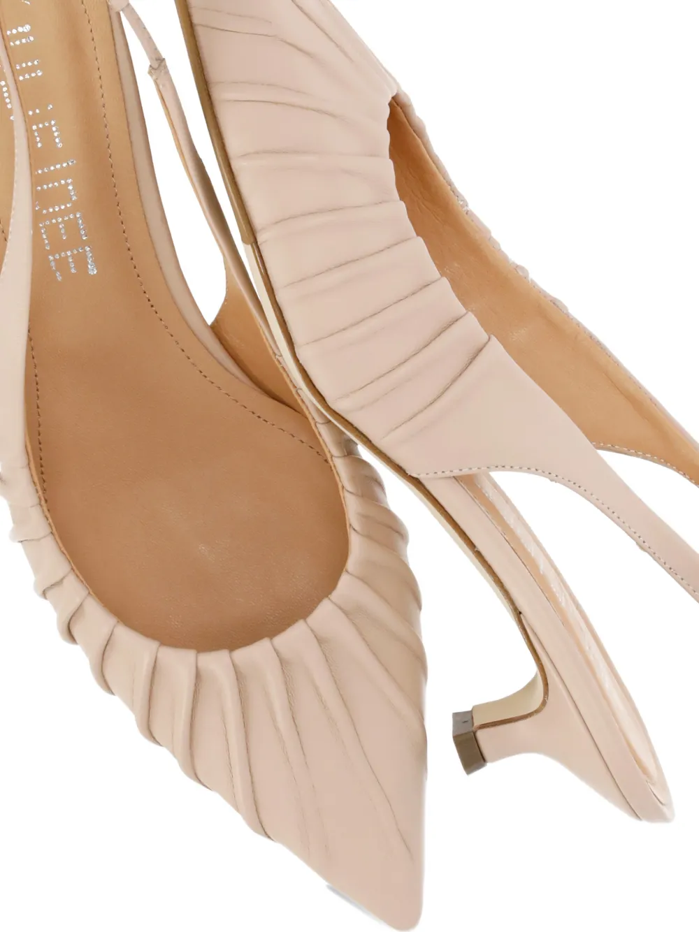 Julie Dee ruched slingback pumps Beige
