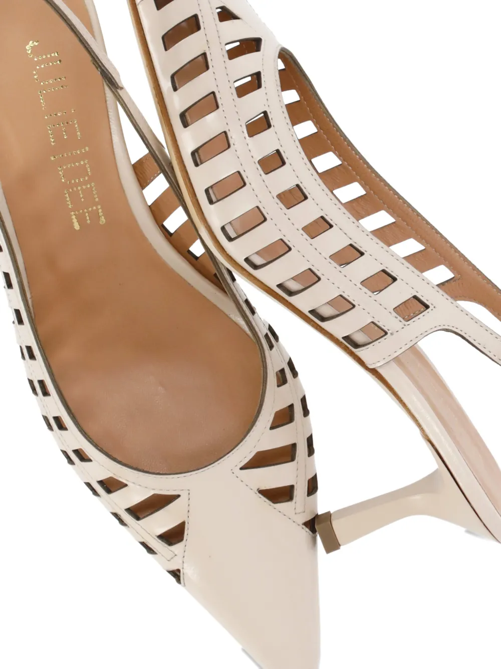 Julie Dee cage-detail slingback pumps Beige