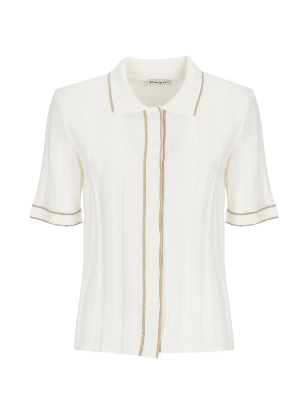 Kangra ribbed-knit contrast-trim shirt - Toni neutri