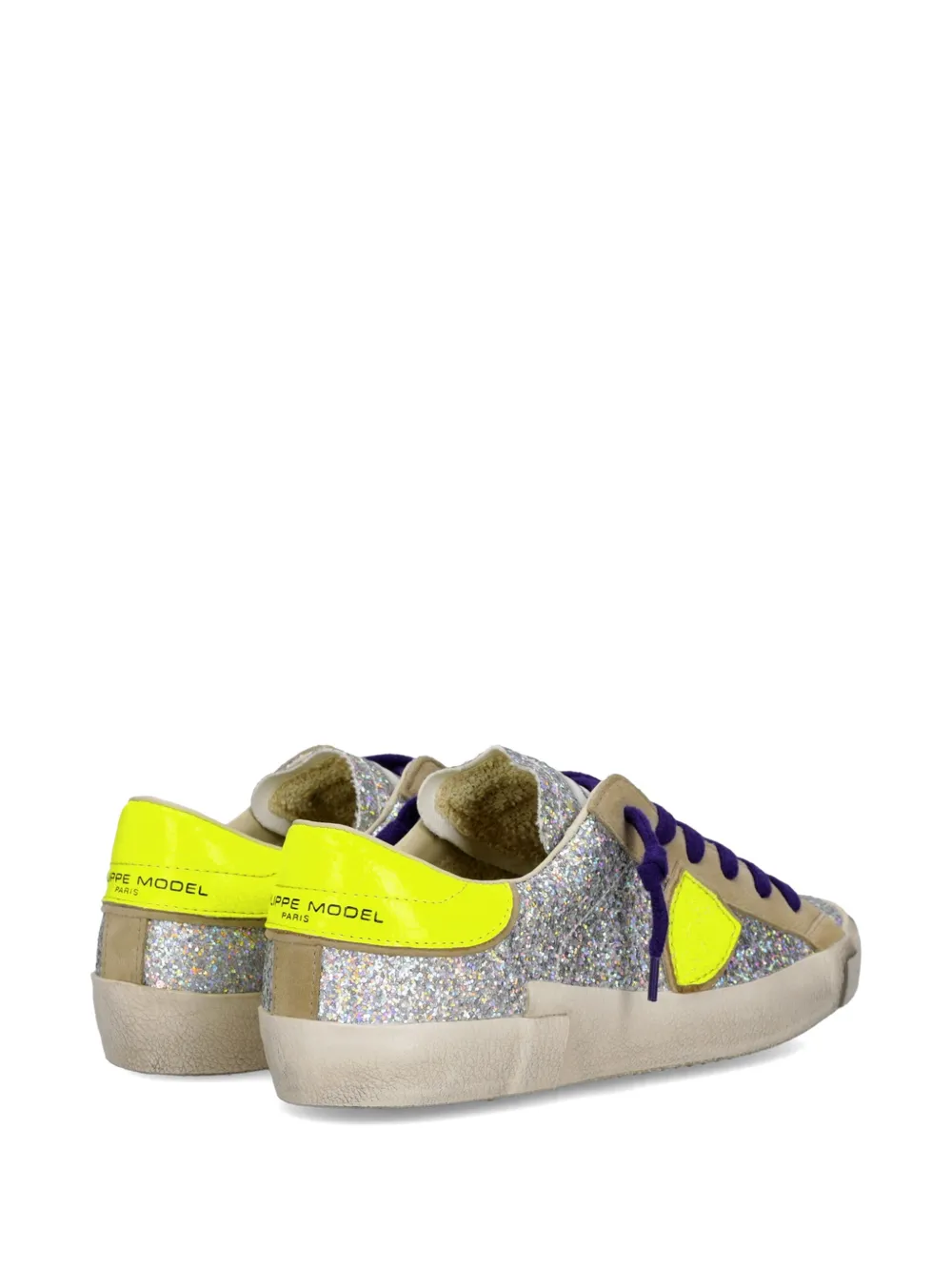 Philippe Model Paris glitter-effect leather sneakers Zilver