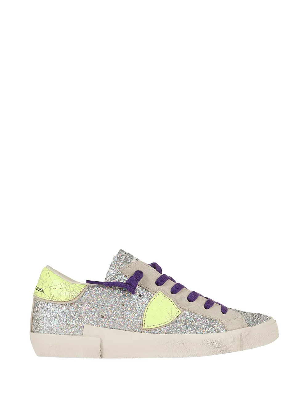 Philippe Model Paris glitter-effect leather sneakers Zilver