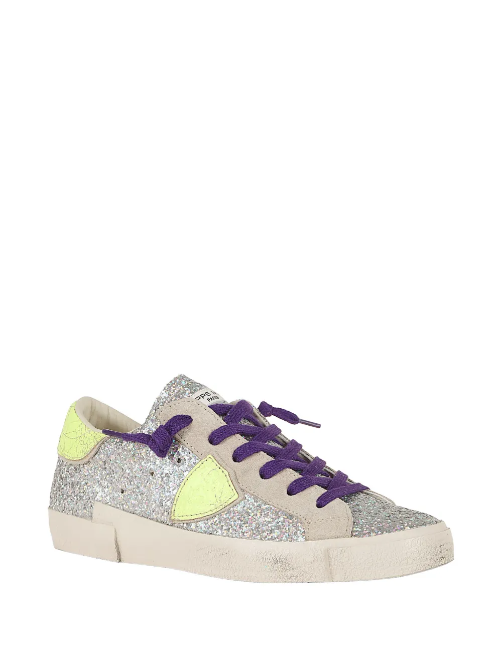 Philippe Model Paris glitter-effect leather sneakers Zilver