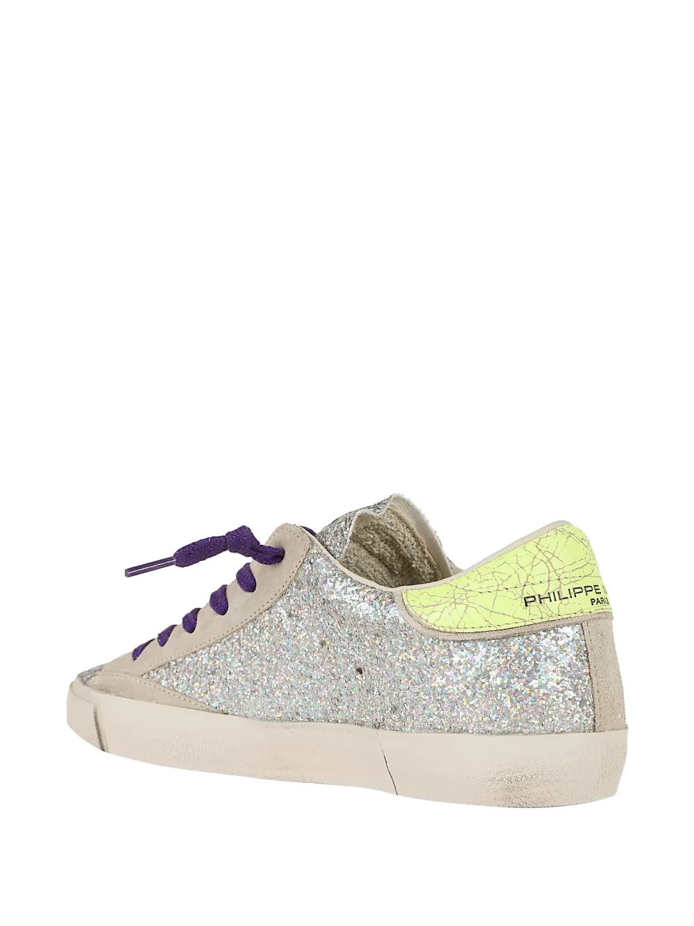Philippe Model Paris glitter-effect leather sneakers Zilver
