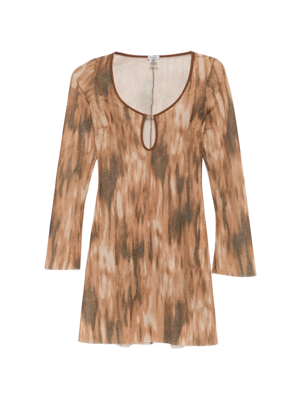 Matinée scoop-neck mini beach dress - Braun