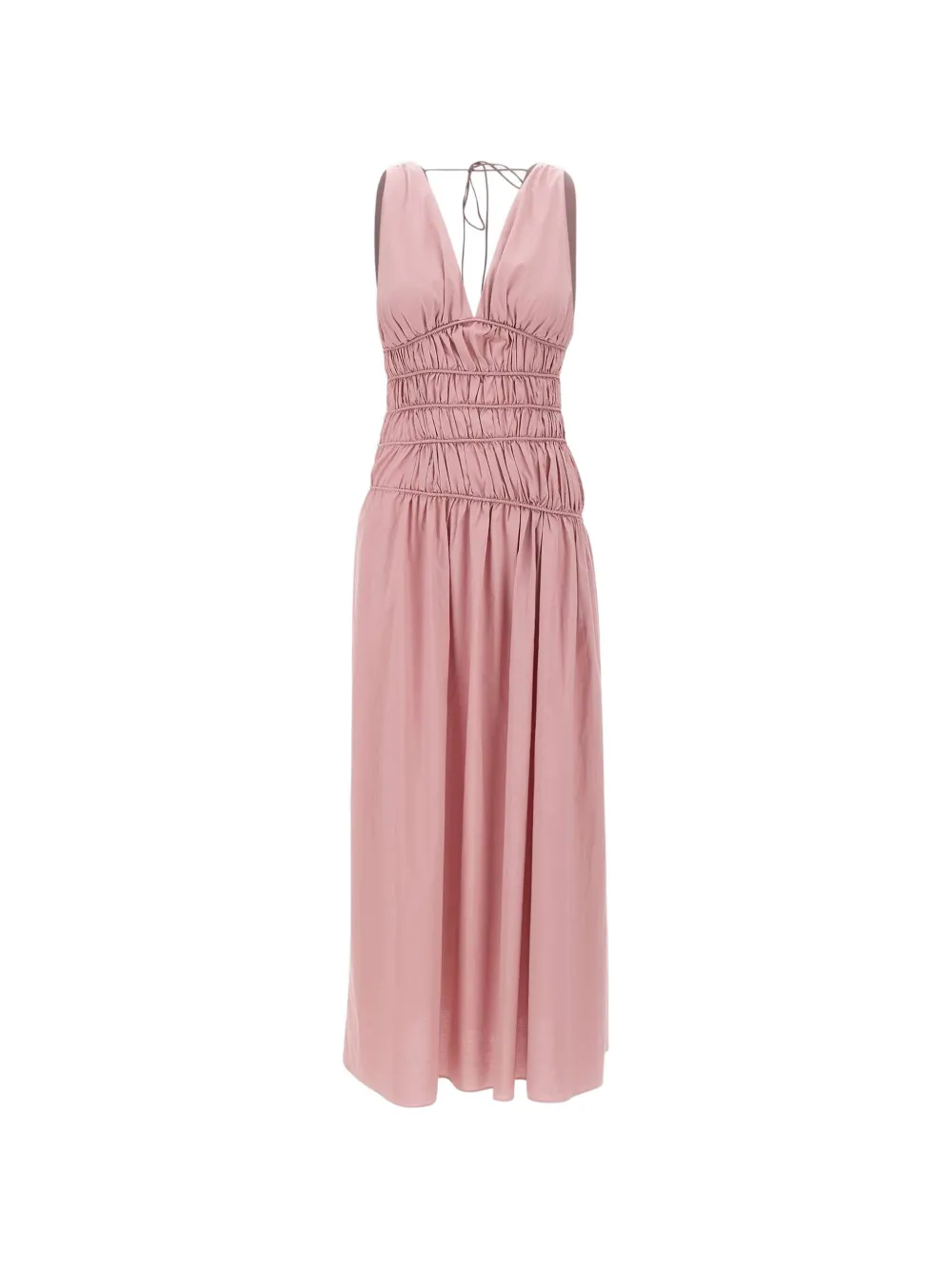 Faithfull the Brand Saja V-neck elastic midi dress - Rosa