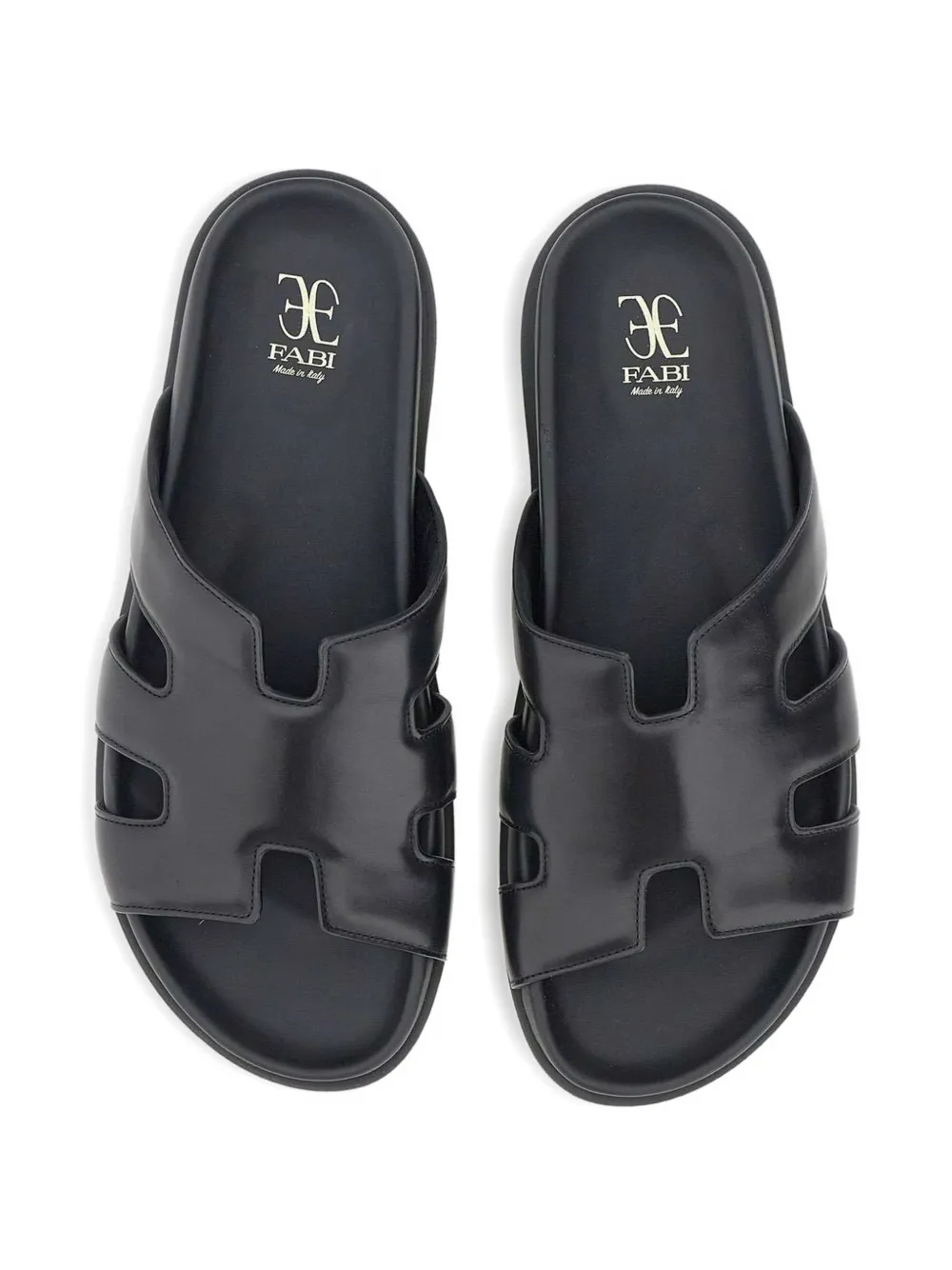 Fabi Leren sandalen met uitgesneden details en bandje Zwart