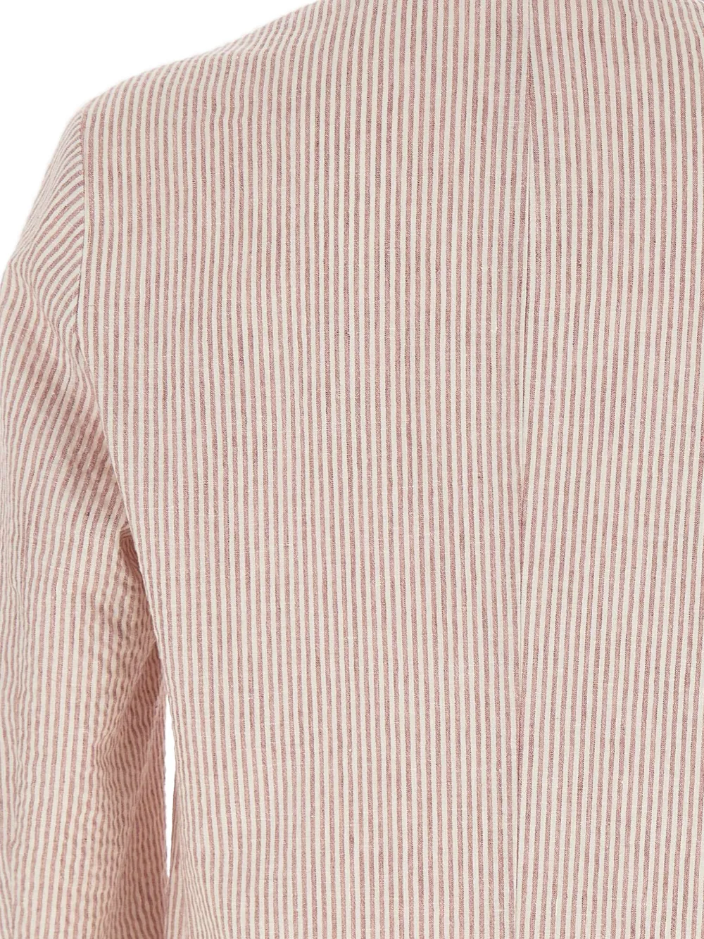 Barba Easy J gestreepte blazer met opgestikte zak Beige