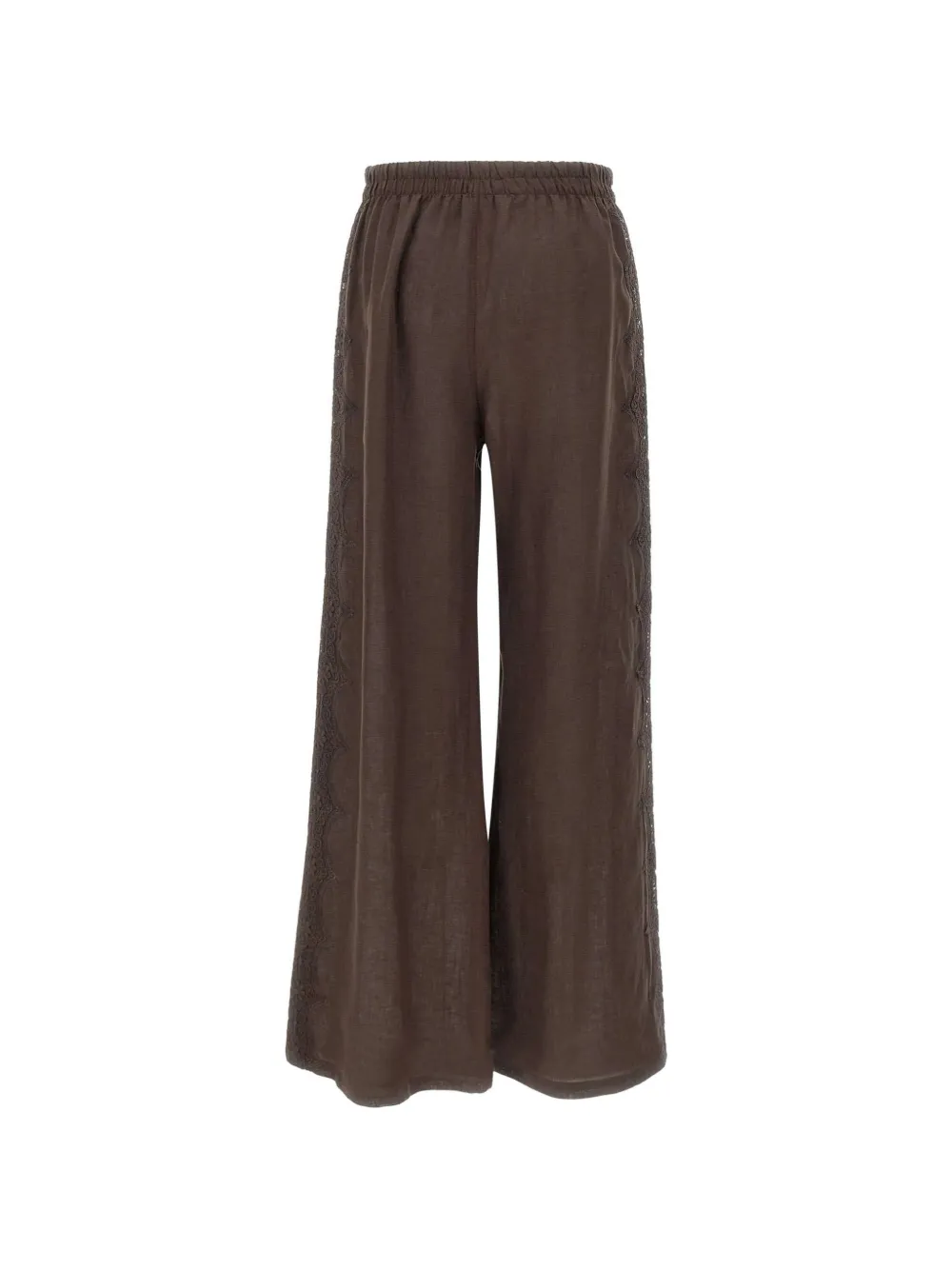 MAURIZIO MYKONOS Broek met elastische taille en kant Bruin