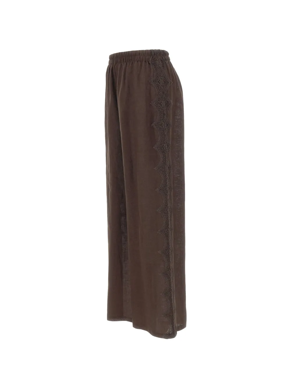 MAURIZIO MYKONOS Broek met elastische taille en kant Bruin