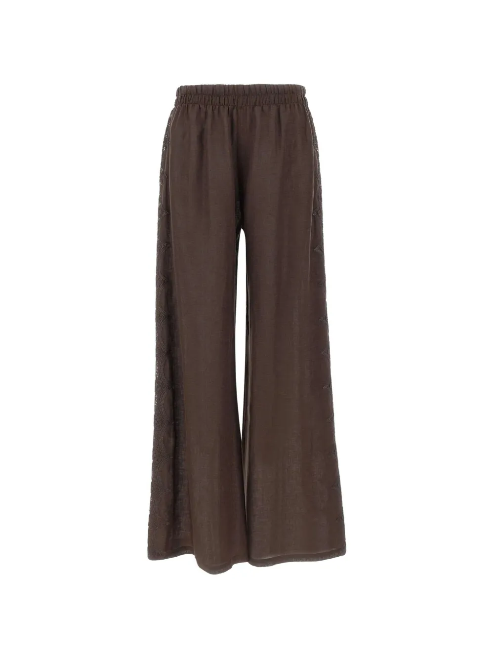 MAURIZIO MYKONOS elasticated-waist lace trousers - Marrone