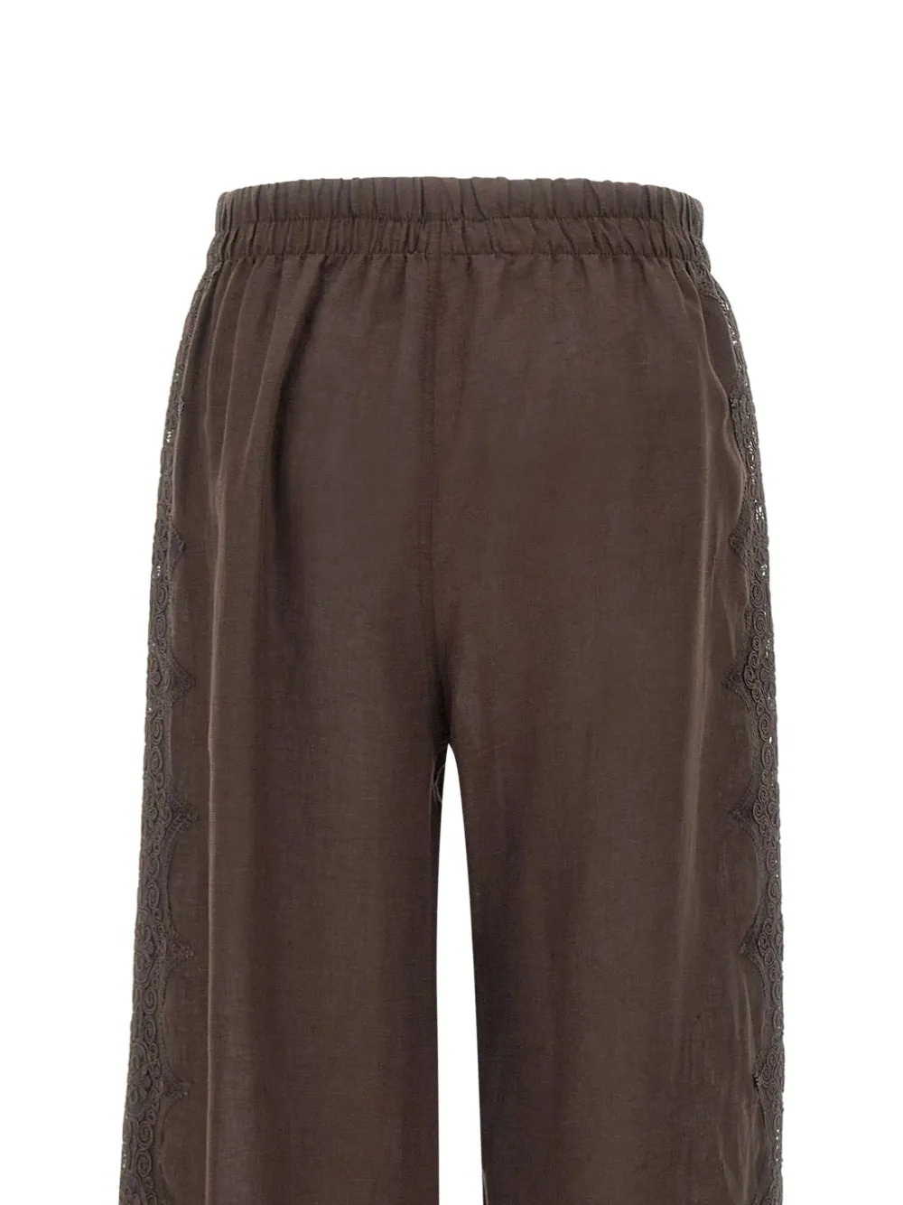 MAURIZIO MYKONOS Broek met elastische taille en kant Bruin