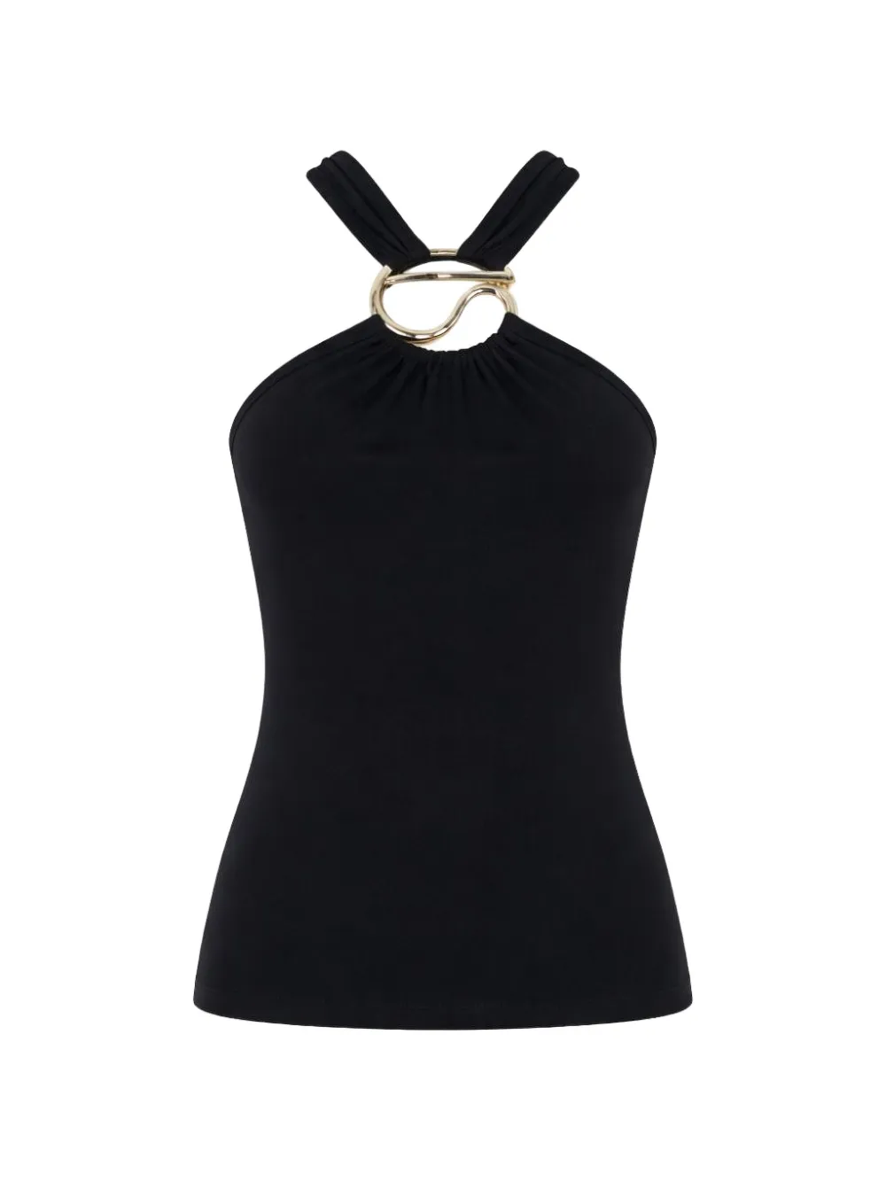 Coperni halterneck metal-logo cotton blouse - Nero