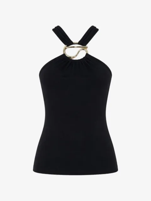 Coperni halterneck metal-logo cotton blouse