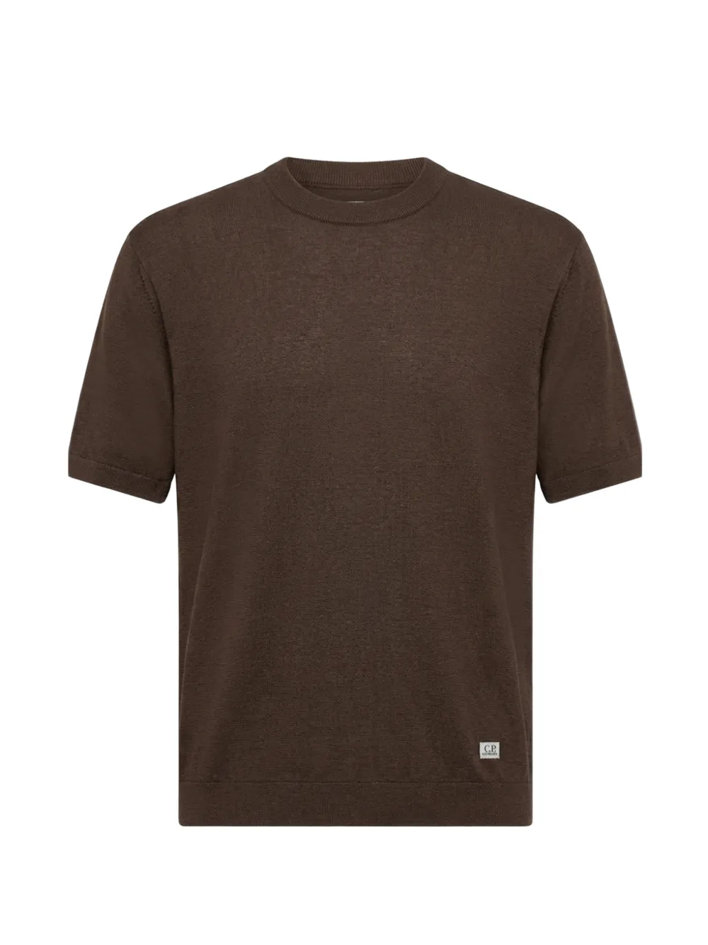 C.P. Company ribbed-trim logo-patch T-shirt - Verde