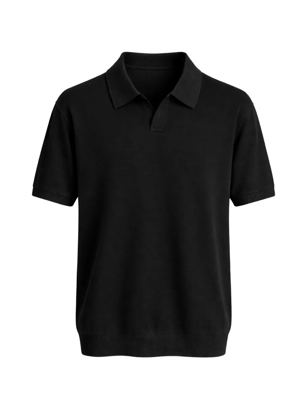 FRANZESE COLLECTION ribbed V-neck cotton polo shirt - Nero