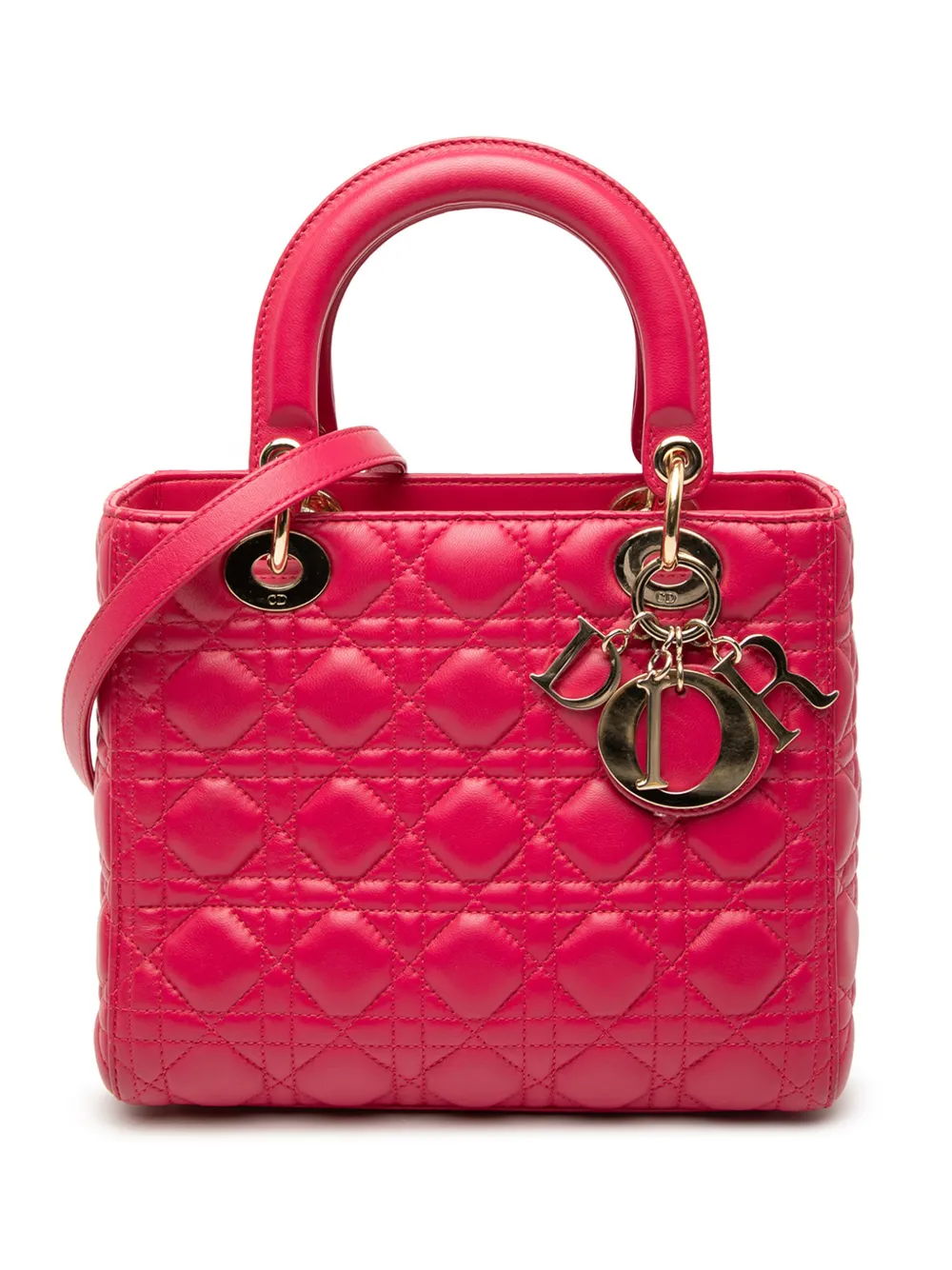 Christian Dior Pre-Owned 2013 Medium Lambskin Cannage Lady Dior satchel - Rosa