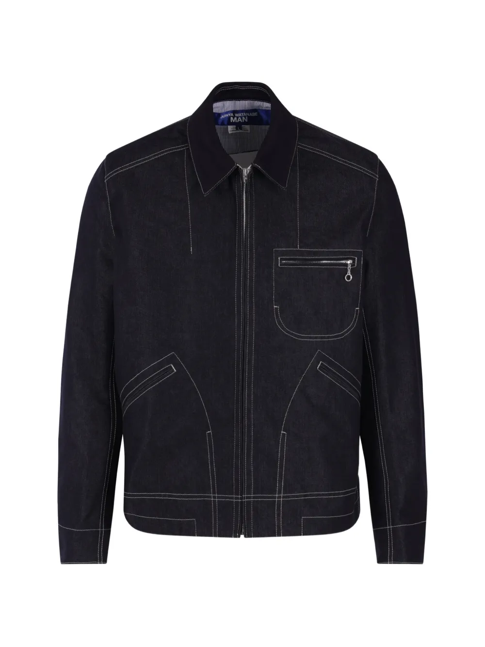 Junya Watanabe contrast-stitch zip-up jacket - Blu