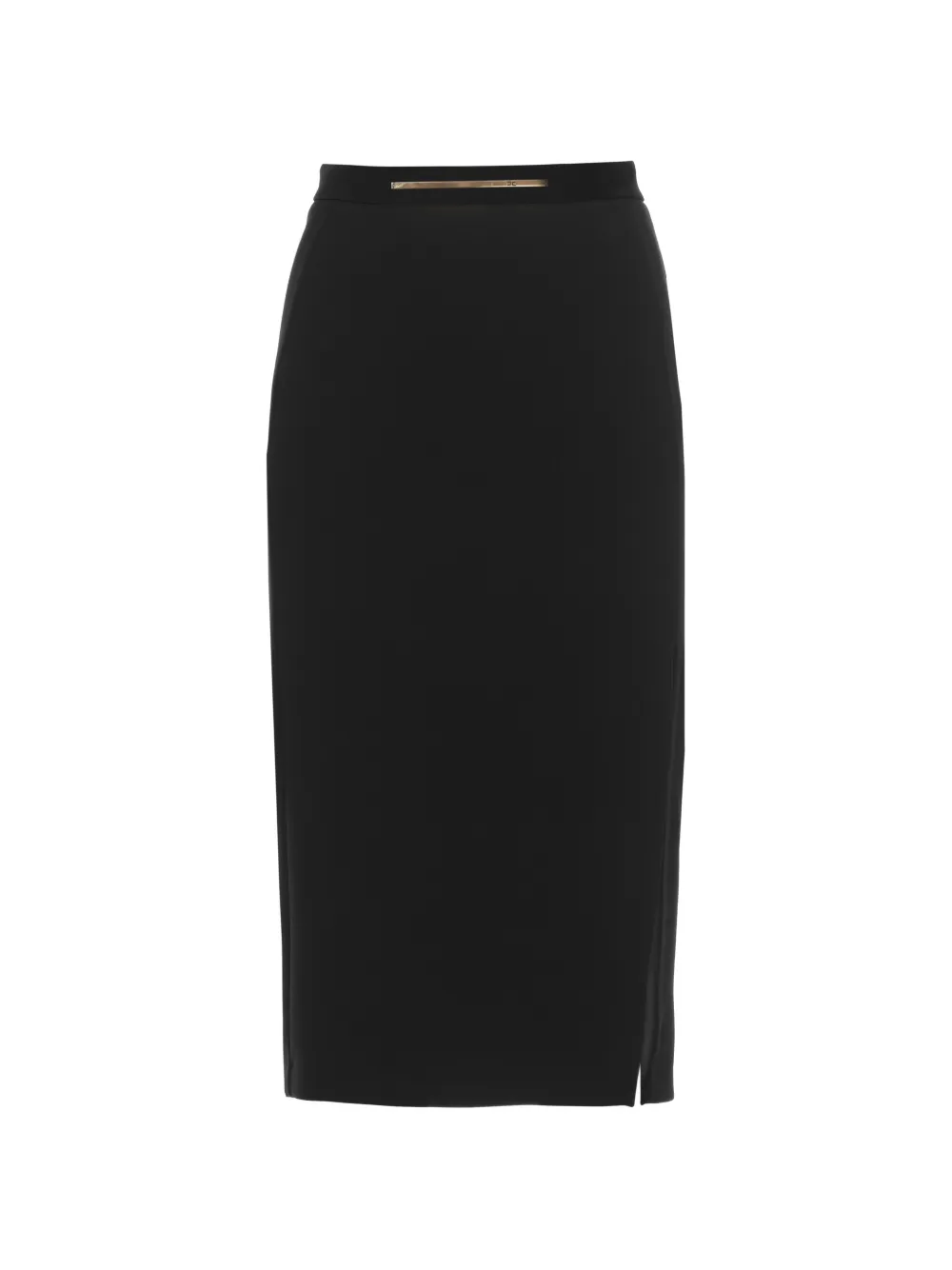 Elisabetta Franchi jewel-plaque side-slit midi skirt - Nero