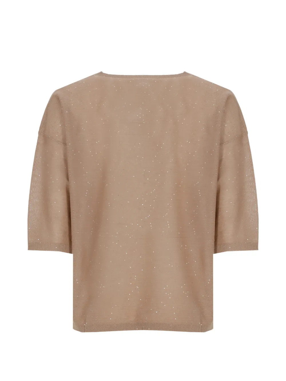 Kangra Trui verfraaid met pailletten en V-hals Beige
