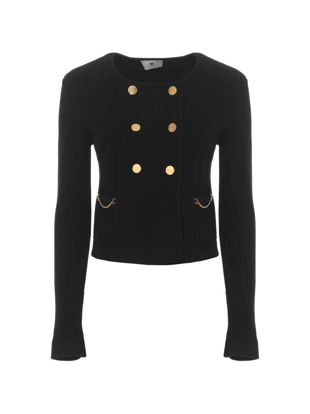 Elisabetta Franchi double-breasted ribbed cardigan - Nero