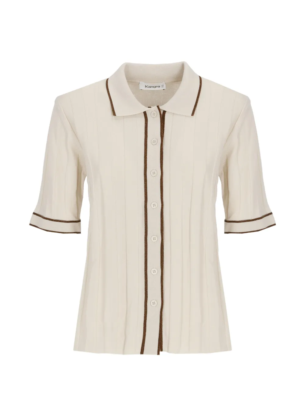 Kangra ribbed-knit contrast-trim polo shirt - Toni neutri