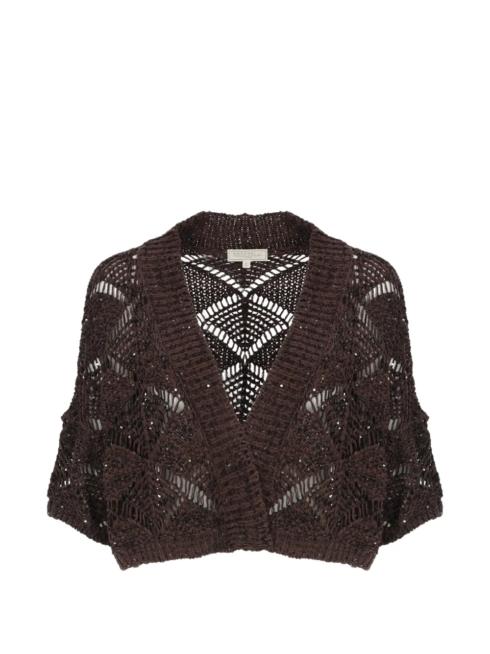 Antonelli sequin-embellished open-knit sweater - Marrone