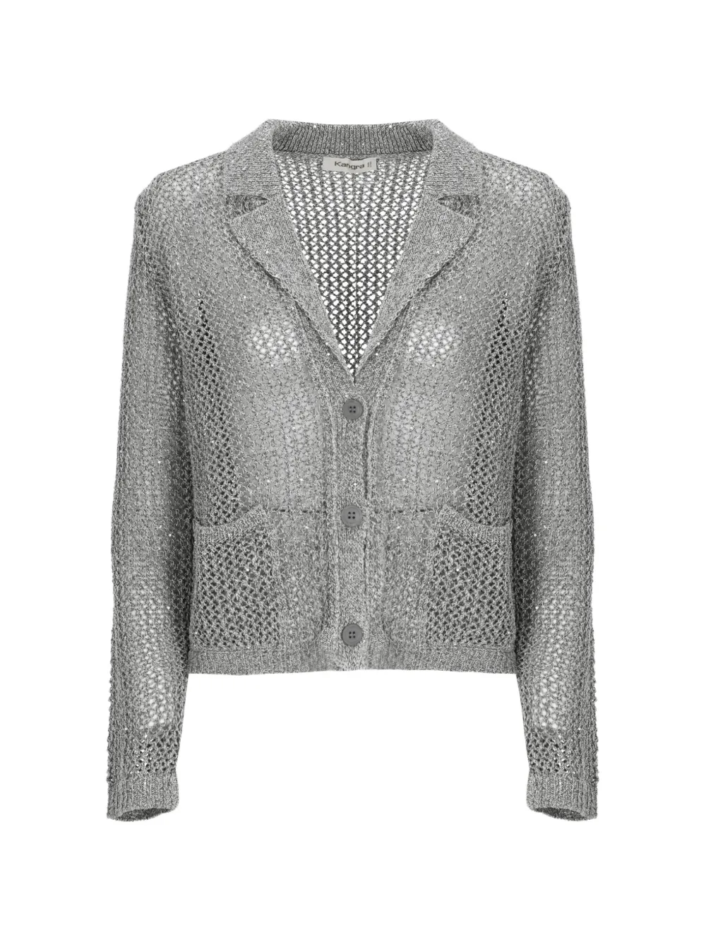 Kangra sequin-embellished open-knit jacket - Grigio