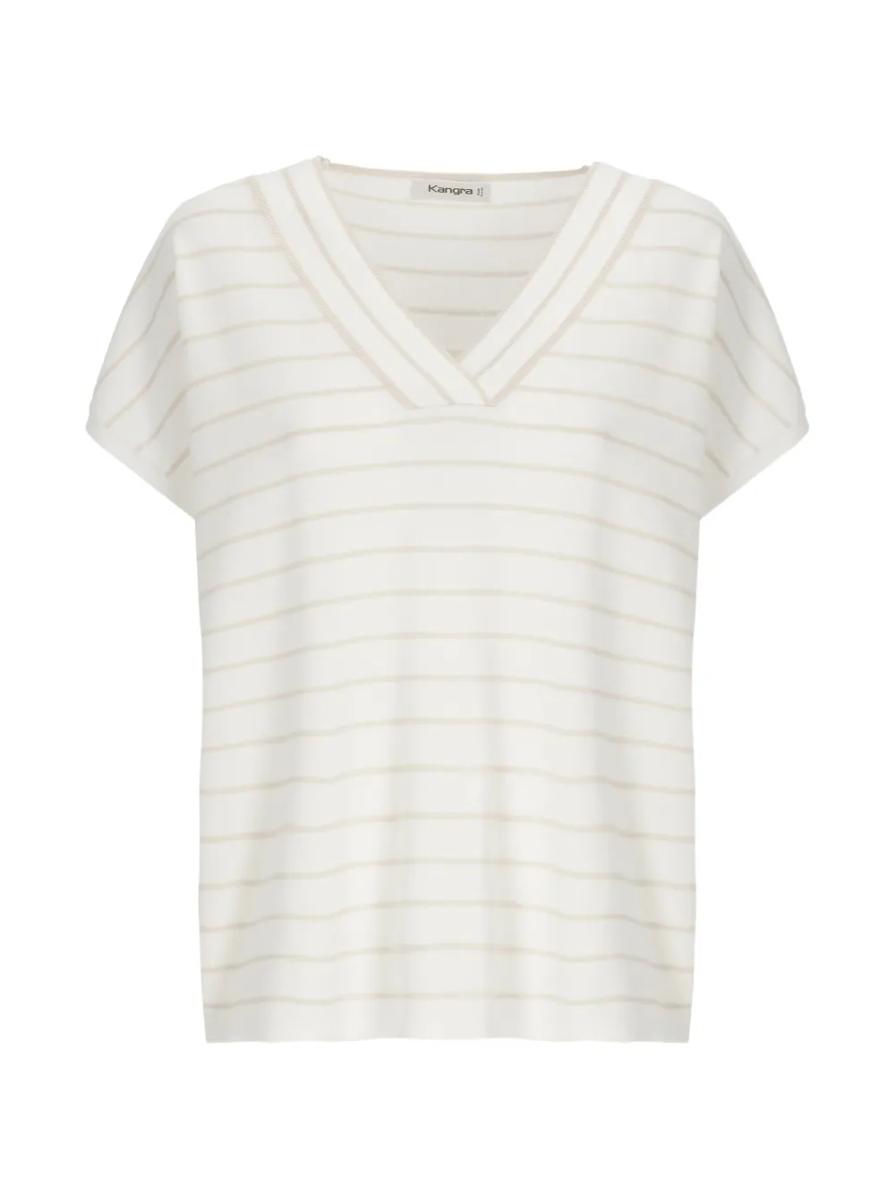 Kangra striped V-neck T-shirt - Bianco