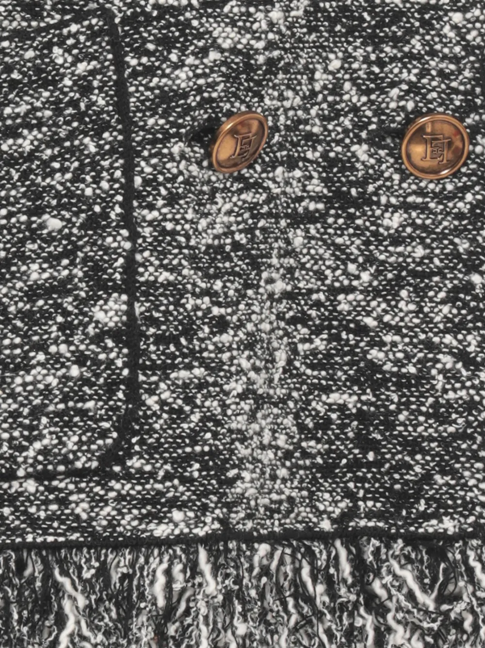 Elisabetta Franchi Blazer met dubbele rij knopen en franje Zwart