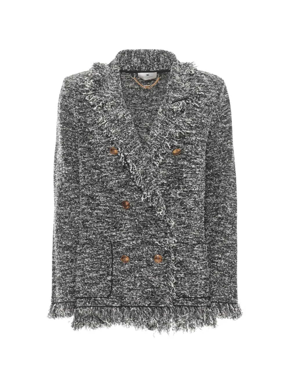 Elisabetta Franchi frayed double-breasted blazer - Nero