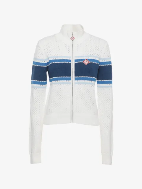 Casablanca striped pointelle-knit cardigan