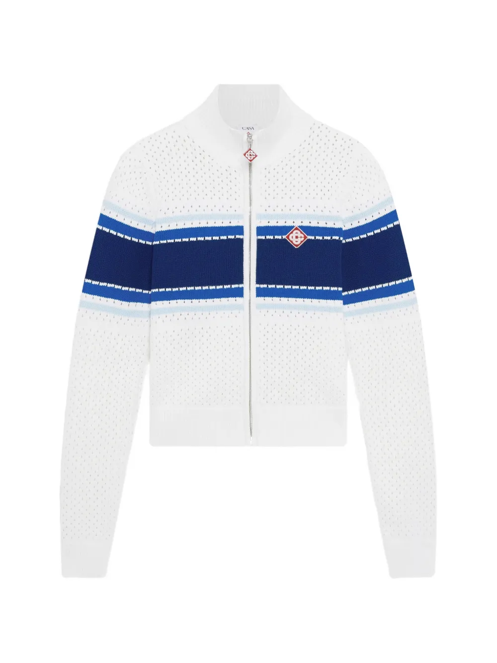 Casablanca striped pointelle-knit cardigan - Weiß
