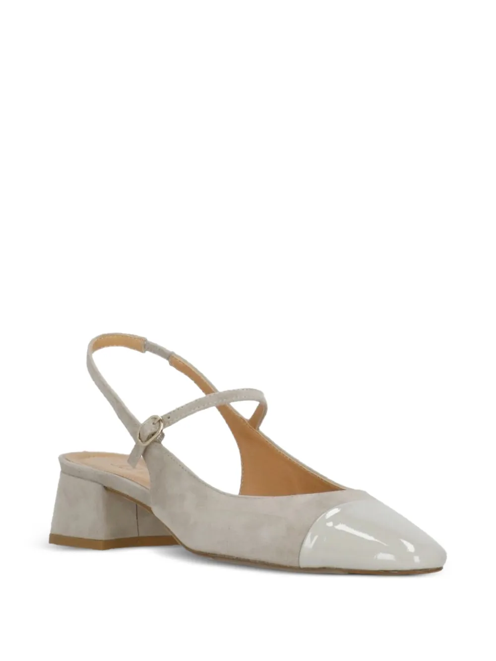 Julie Dee patent-leather toe-cap slingback pumps Grijs