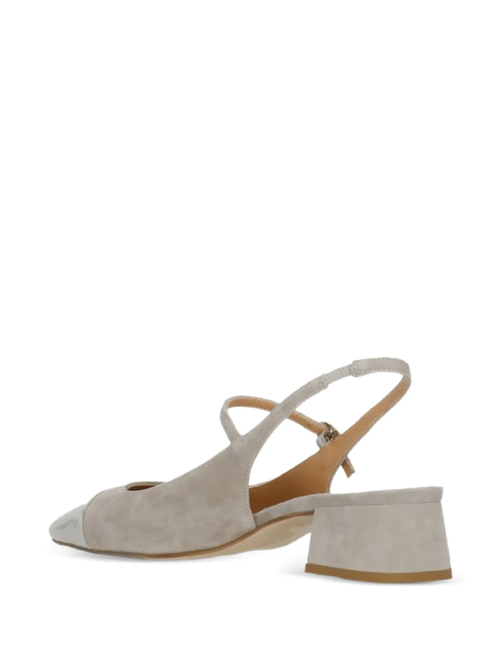 Julie Dee patent-leather toe-cap slingback pumps Grijs