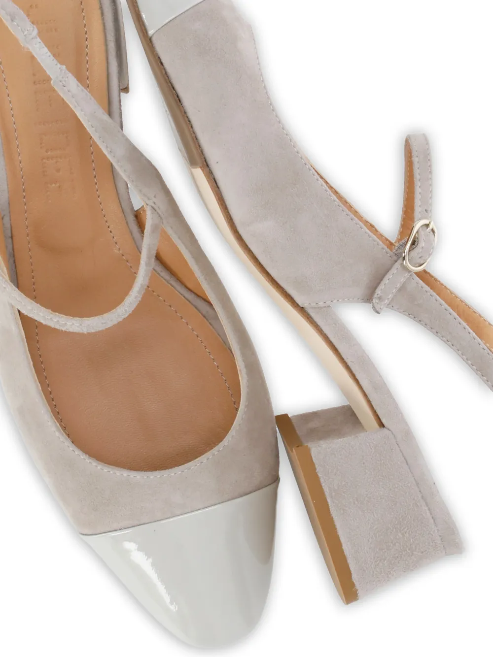 Julie Dee patent-leather toe-cap slingback pumps Grijs