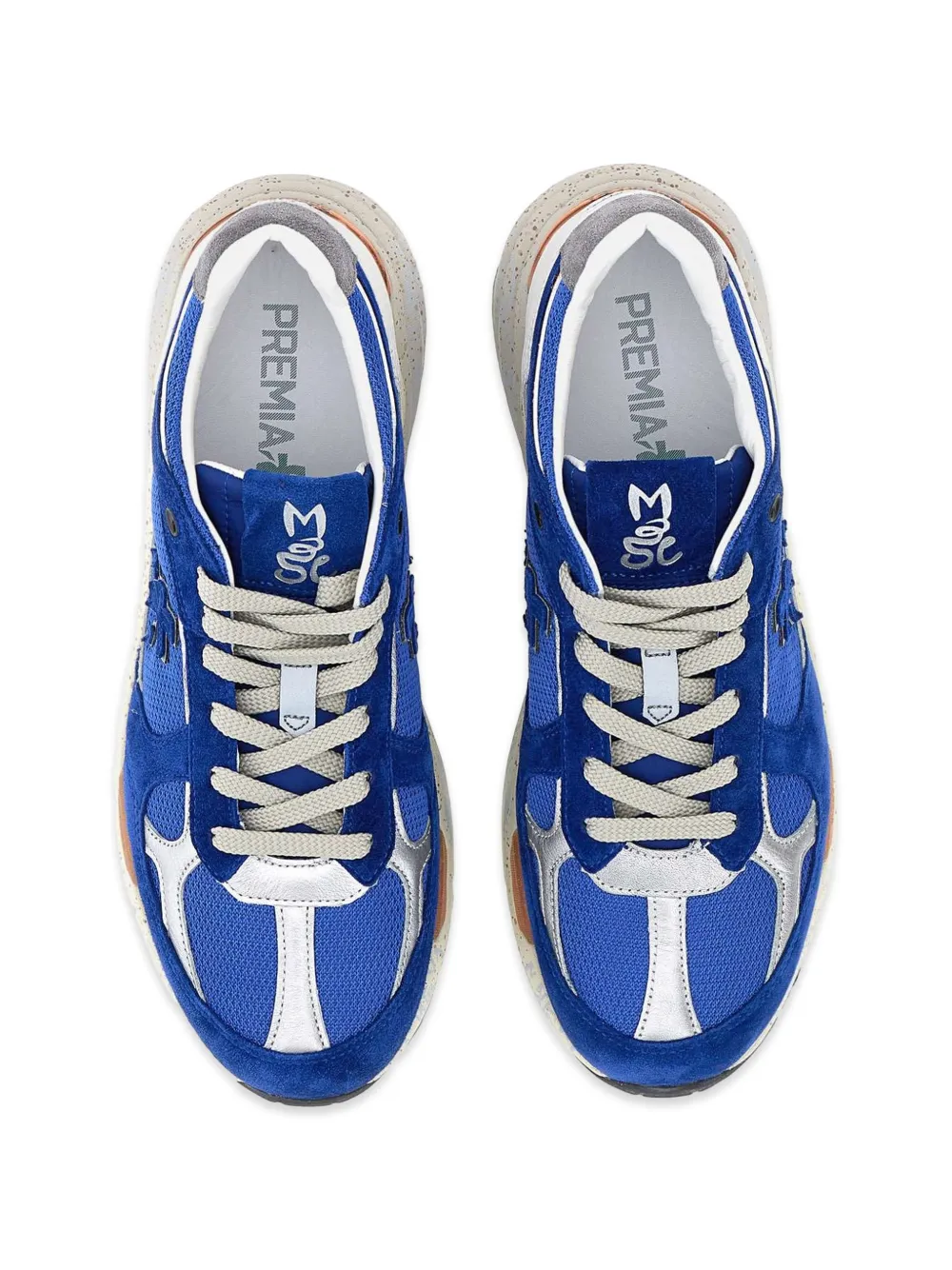 Premiata suede panelled sneakers Blauw