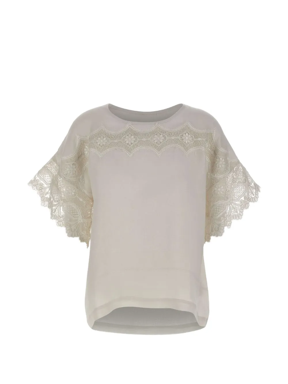 MAURIZIO MYKONOS lace-embroidered blouse - Toni neutri