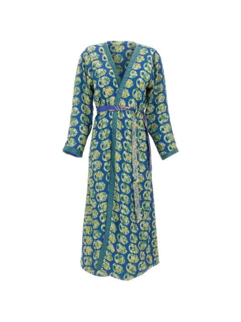 PICUS VIRIDIS reversible floral-print kimono dress