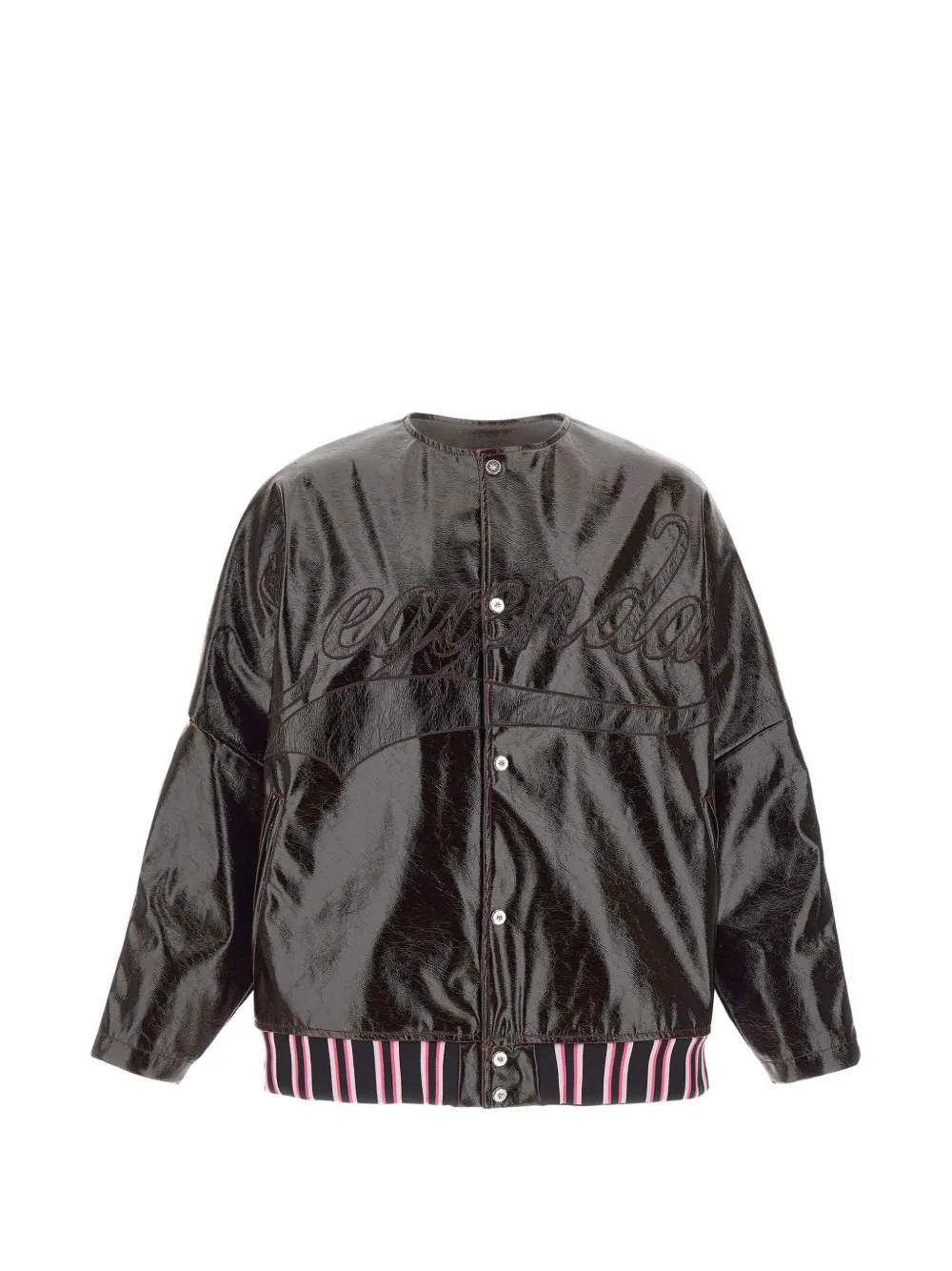 PDF Leggenda Due embroidered logo striped jacket - Marrone