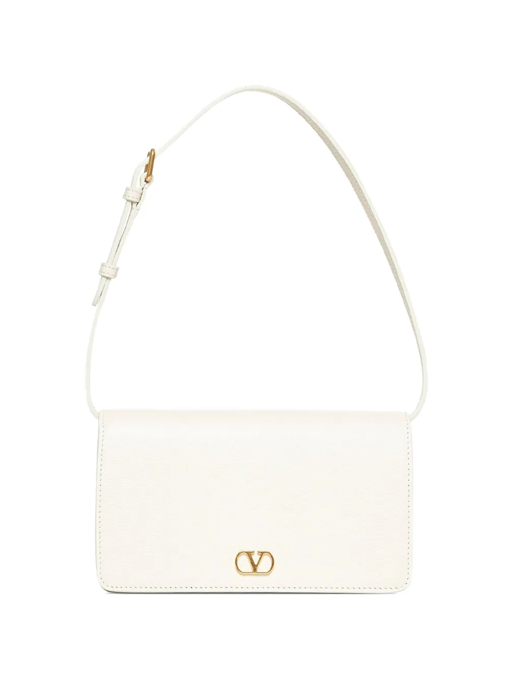 Valentino Garavani logo-plaque leather shoulder bag - Bianco